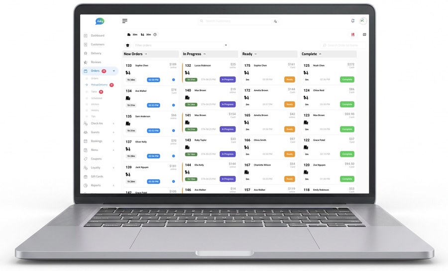 Asky running on a 15.6" Laptop — Order management
