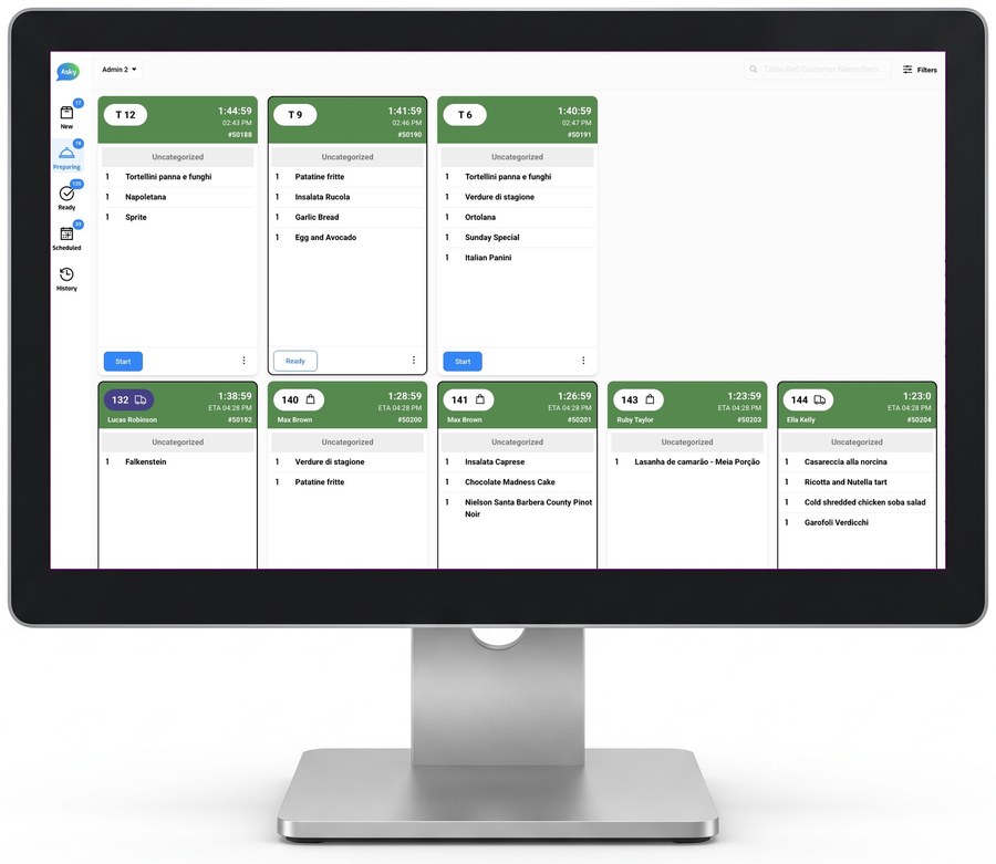 Asky running on a 24" Monitor — Kitchen display