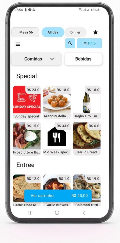 Asky running on a 6" Phone — Customer menu